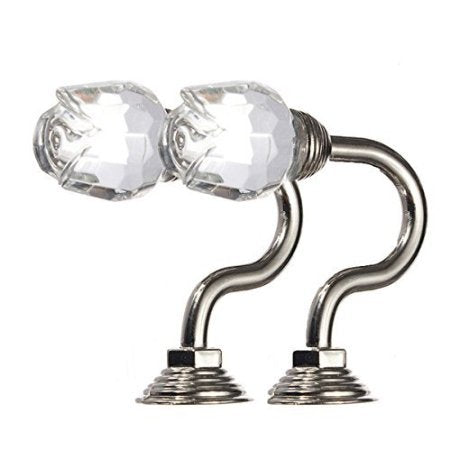 1 Pair(2PCS) Retro Crystal Rose Flower Wall Decorative Tieback Hooks Curtain Tassel Hanger Holder Clothes Hat Towel Coat Hanger Hook (silver)