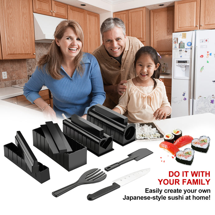 11Pcs DIY Sushi Making Kit Tools Set Rice Ball Rolls Mold with Premium Knife