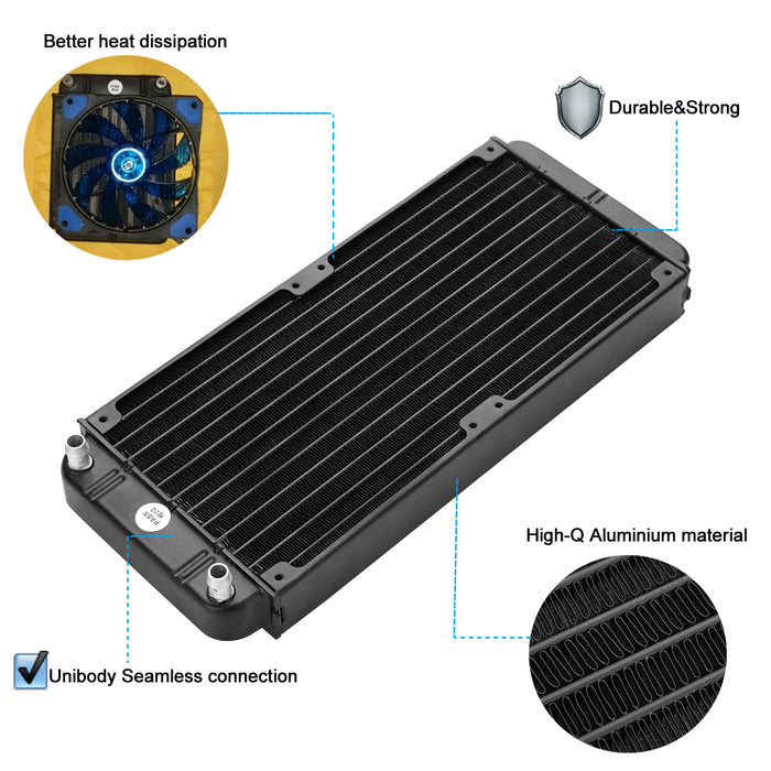 12 Pipe Aluminum Heat Exchanger Radiator for PC CPU CO2 Laser Water Cool System Computer R240
