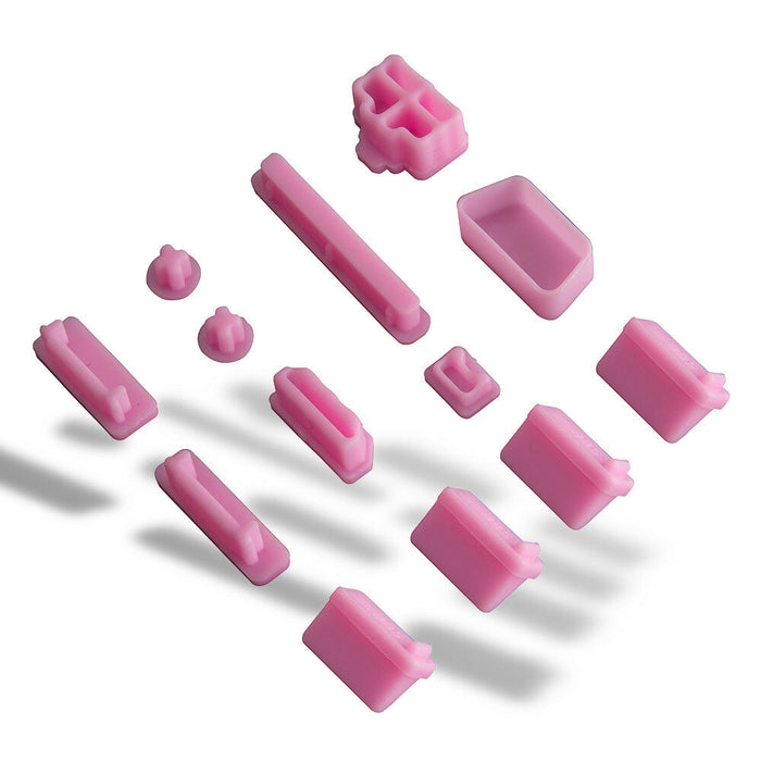 13pcs Silicone Anti Dust Port Plugs Cover for Laptop Notebook Pink