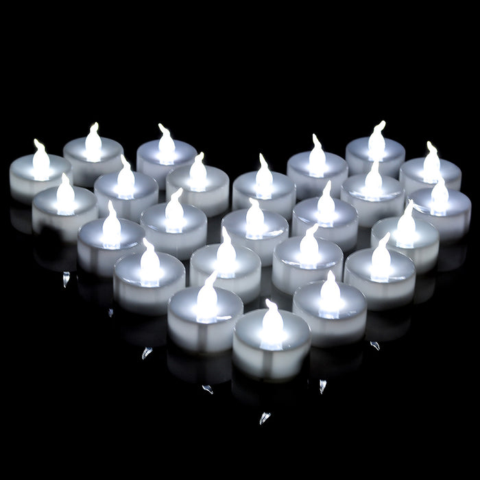 24 Pack White LED Tealight Timer Candles Battery Operated Flameless Smokeless