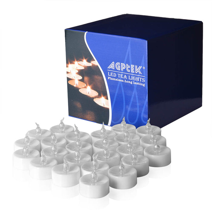 24 Pack White LED Tealight Timer Candles Battery Operated Flameless Smokeless