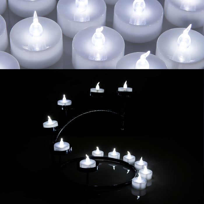 24 Pack White LED Tealight Timer Candles Battery Operated Flameless Smokeless