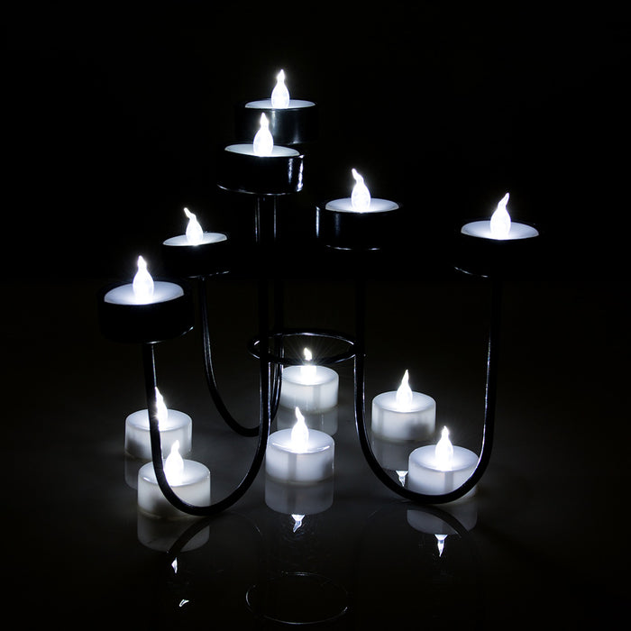 24 Pack White LED Tealight Timer Candles Battery Operated Flameless Smokeless
