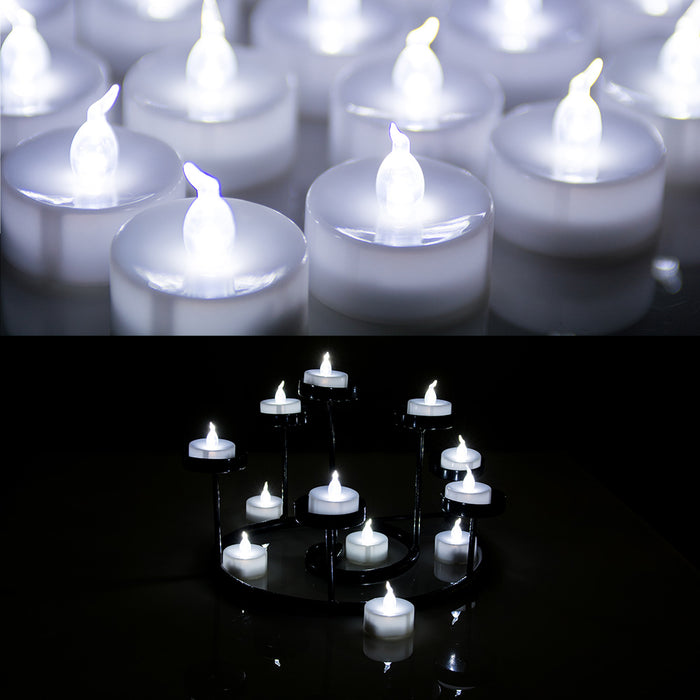 24 Pack White LED Tealight Timer Candles Battery Operated Flameless Smokeless