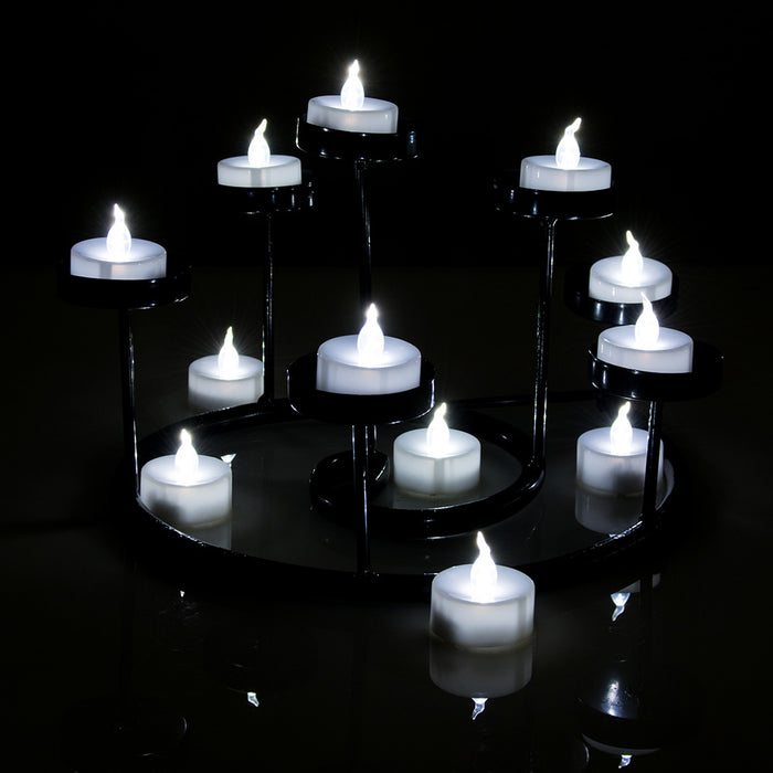 24 Pack White LED Tealight Timer Candles Battery Operated Flameless Smokeless