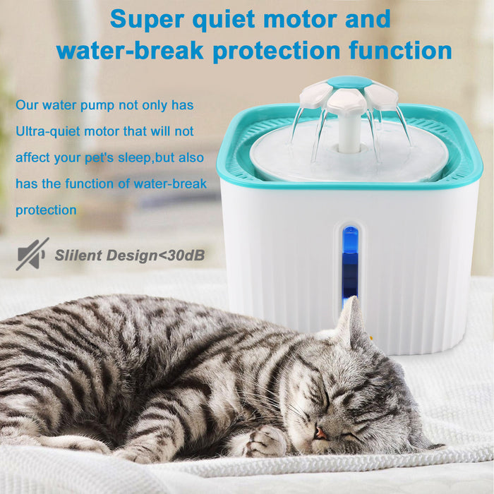 2.5L Super Quiet Cat Water Fountain Bowl Pet Drinking Dispenser