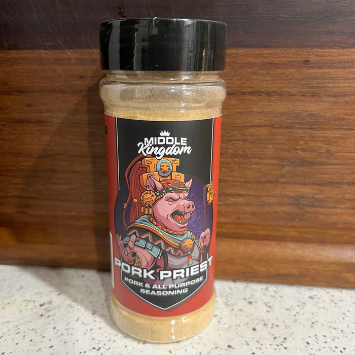 Middle Kingdom Pork Priest BBQ rub – award-winning competition pork seasoning by Firehouse Barbecue, front of pack