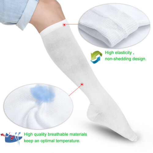 4pairs White L XL Compression Socks Running Sports Graduated Travel Women Men