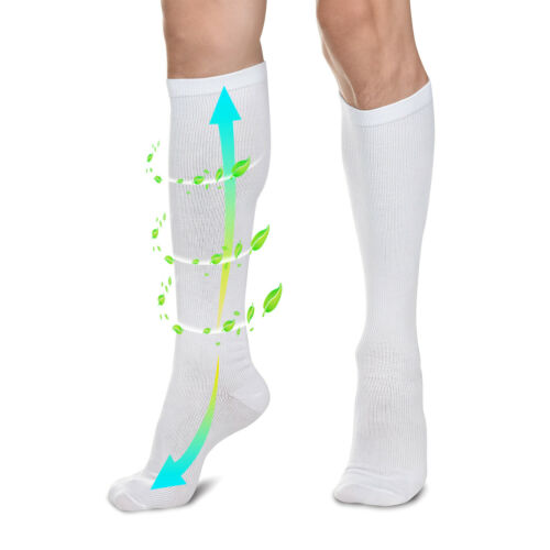 4pairs White L XL Compression Socks Running Sports Graduated Travel Women Men
