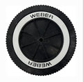 8" weber wheel with a new white wheel insert installed on a white background