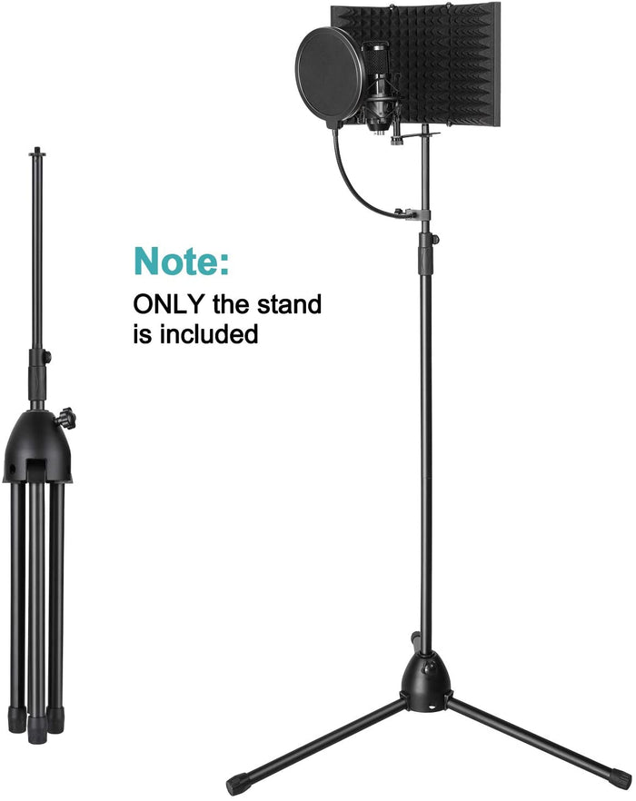 AGPtEK Condenser Microphone Stand with Non-Slip Feet, Adjustable Height & Foldable Design, 33.46-68.9 inches