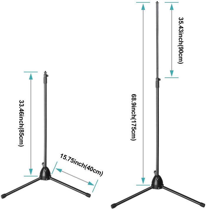 AGPtEK Condenser Microphone Stand with Non-Slip Feet, Adjustable Height & Foldable Design, 33.46-68.9 inches