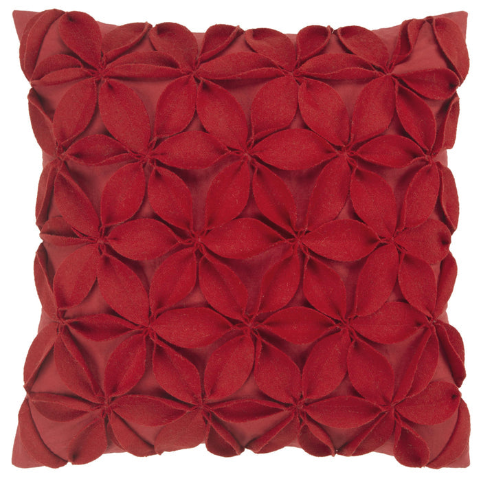 ARILDSEN RED SOLID BOTANICAL PETALS URBAN FARMHOUSE THROW PILLOW