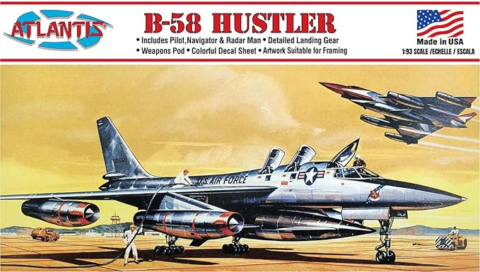Atlantis H252 1/93 Scale B-58 Hustler Bomber Plastic Model Airplane Kit
