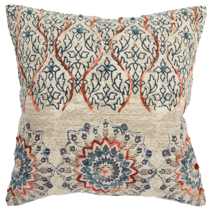 BENDTSEN RUST MEDALLION WITH VINING ACCENTS MODERN CRAFT THROW PILLOW