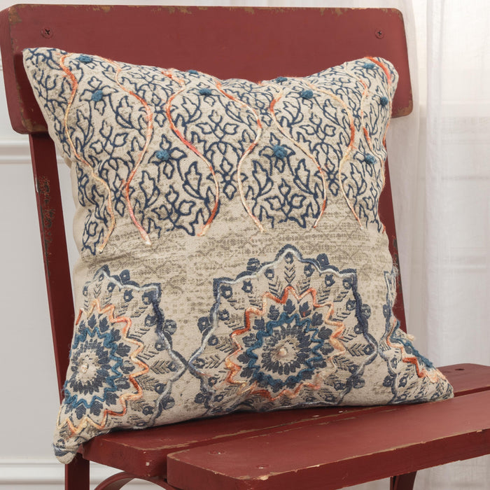 BENDTSEN RUST MEDALLION WITH VINING ACCENTS MODERN CRAFT THROW PILLOW