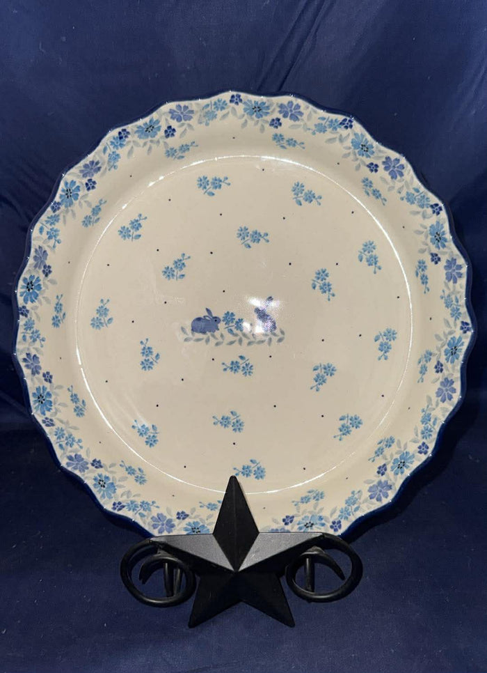 Blue Bunny Fluted Pie Dish - Shape 636 - Pattern: Blue Bunny (2857X)