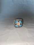 Blue Dot Flower Square Wine Stopper - Shape 832 - Pattern Blue Dot Flower