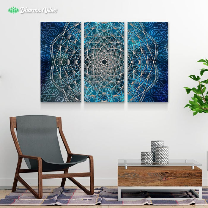 Blue Geometry by McAshe 3-Piece Canvas