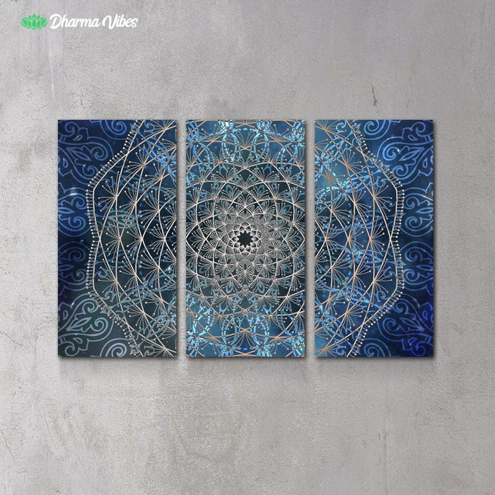 Blue Geometry by McAshe 3-Piece Canvas