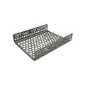Brisket Mate Short Brisket Caddy – angled view showing perforated hexagonal stainless steel base and branded side panels, CLD Fabrication