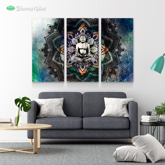 Buddha Unity by McAshe 3-Piece Canvas