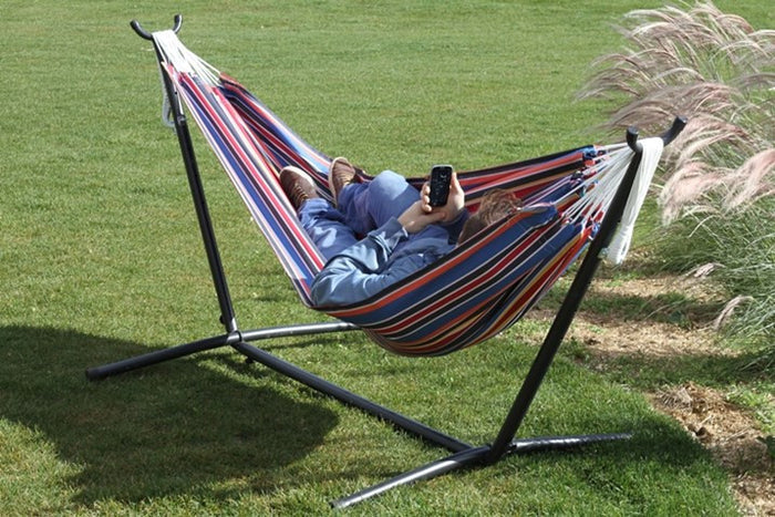 c9poly-11 Combo - Double Polyester Hammock with Stand (9ft)-techno