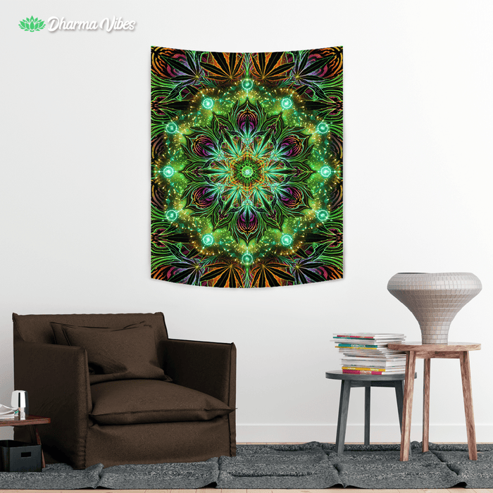 Canndala - Cannabis Mandala Original by YantrArt Design Tapestry