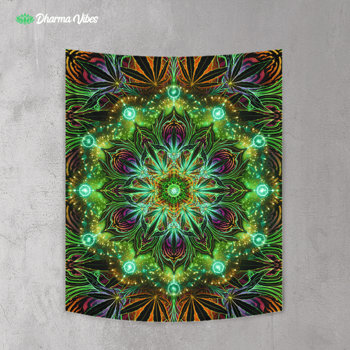 Canndala - Cannabis Mandala Original by YantrArt Design Tapestry