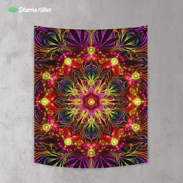 Canndala - Cannabis Mandala Warm by YantrArt Design Tapestry