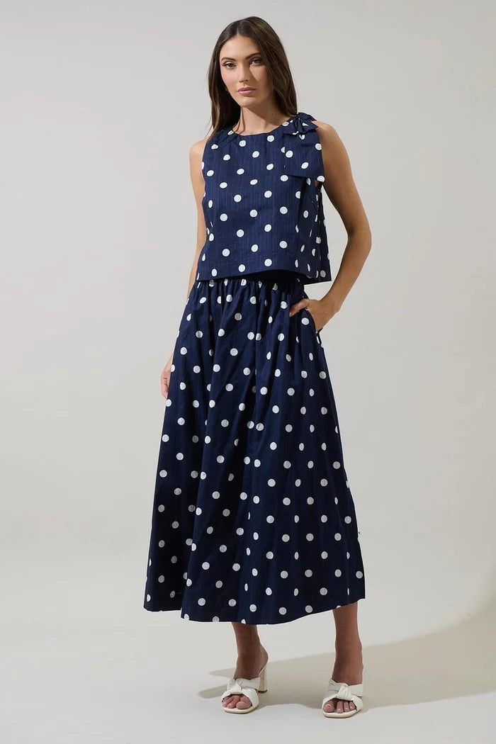 Caryn Polka Dot Sleeveless Top
