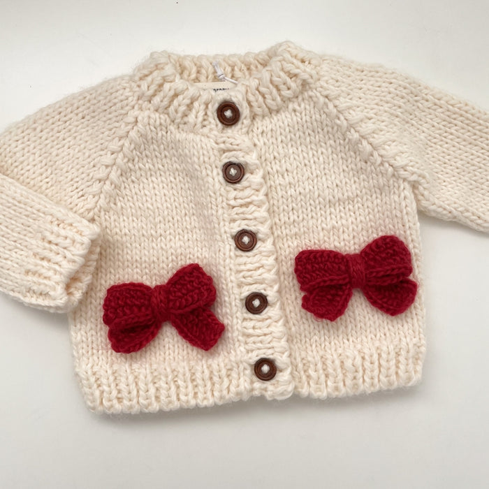 Children's Red Bow Holiday Cardigan Sweater
