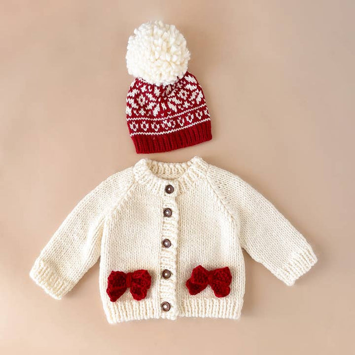 Children's Red Bow Holiday Cardigan Sweater