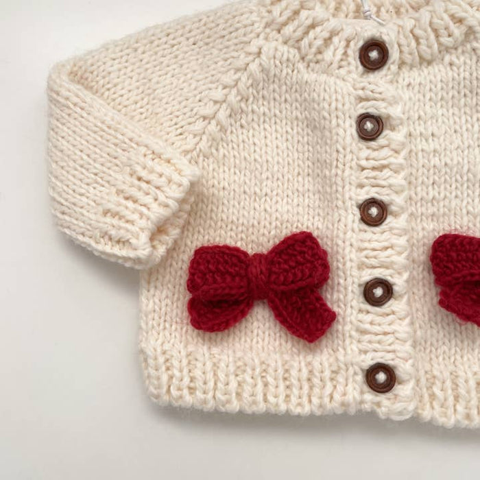 Children's Red Bow Holiday Cardigan Sweater
