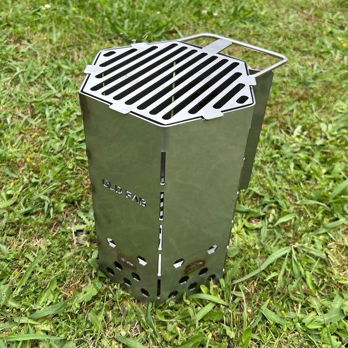 grill top shown place on top of a heavy duty chimney starter