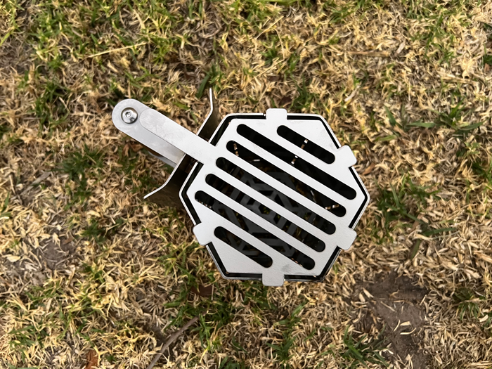 top view showing grill pattern on the heavy duty mini chimney