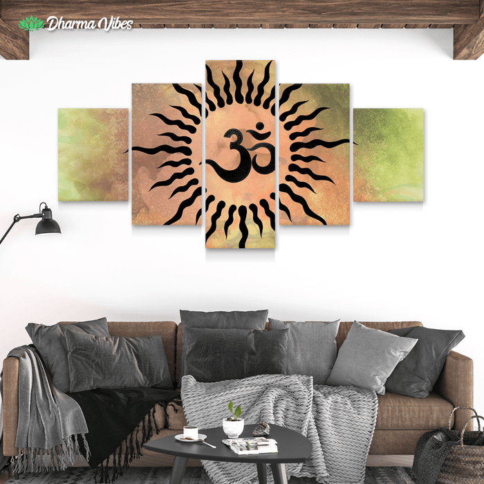 Colorful Sun Om Rays by McAshe 5-Piece Canvas Art
