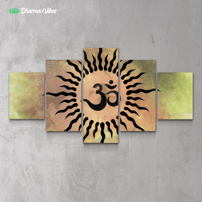 Colorful Sun Om Rays by McAshe 5-Piece Canvas Art