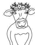 Cow with Flowers Canvas