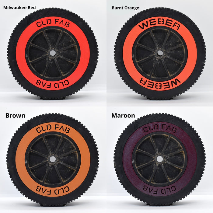 Orange, Red, Brown and Maroon custom weber wheel insert shown fitted.