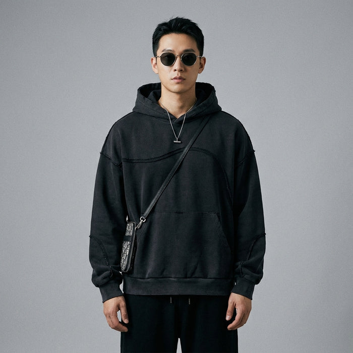 Sweat à capuche oversize noir déstructuré - Koreanxwear - Taille M