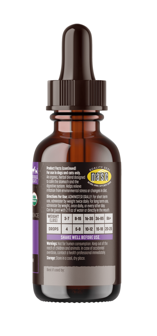 Earth Animal Apothecary No More Runs Organic Herbal Liquid Digestive Supplement  For Dogs & Cats