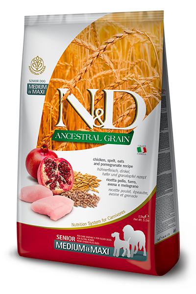 Farmina N&D Ancestral Grain Canine Chicken & Pomegranate Senior Medium & Maxi Food