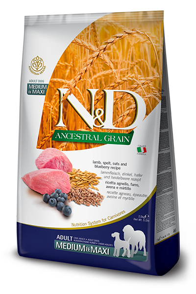 Farmina N&D Ancestral Grain Canine Lamb & Blueberry Adult Medium & Maxi Food