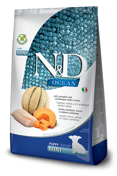 Farmina N&D Ocean Canine Cod, Pumpkin and Cantaloupe Melon Puppy Mini Dry Dog Food
