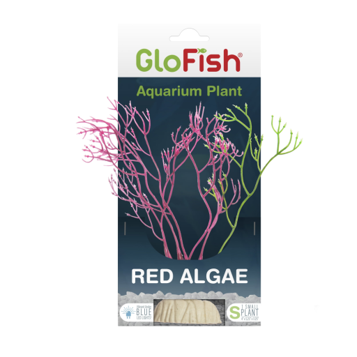 GloFish Red Algae Plant Aquarium Décor  Red Small  Fluorescent Under Blue LED Light