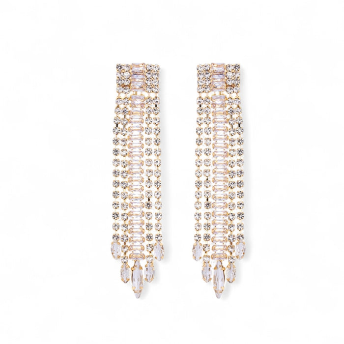 Gold CZ Long Earrings