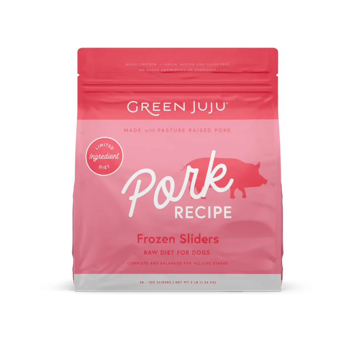 Green Juju Pork Recipe Frozen Patties & Sliders for Dogs
