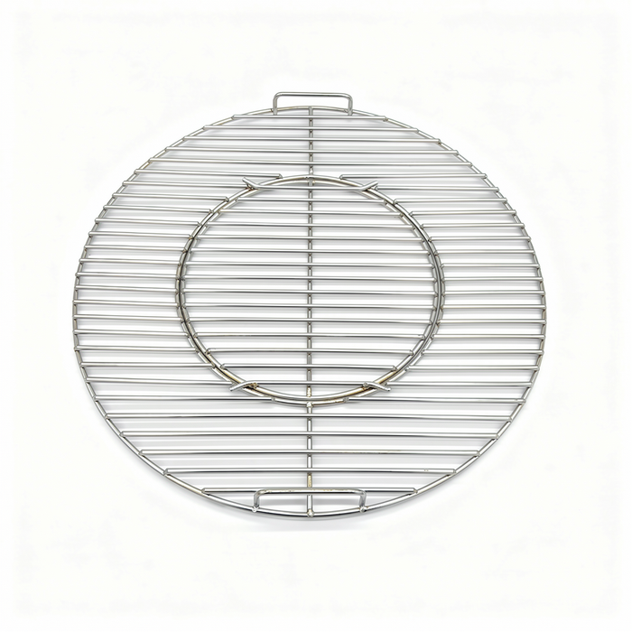 CLD Fabrication stainless steel Weber GBS replacement grate with removable centre fitted to 57cm kettle BBQ – rust-free upgrade